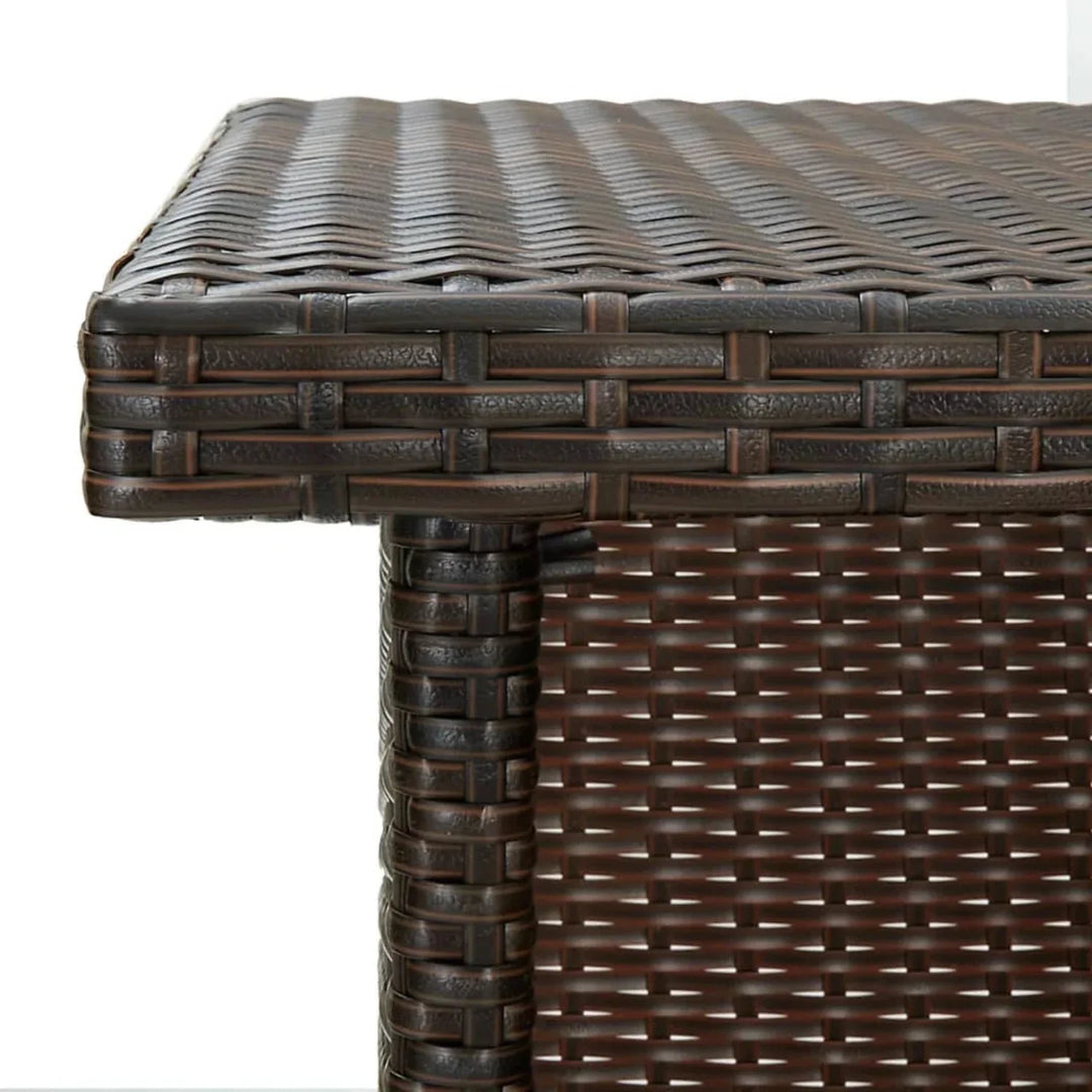 Nieves Outdoor Rattan Wicker Bar Table With Storage Selves