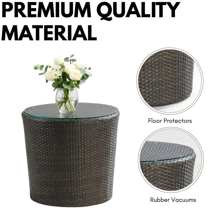 Savannah 5-Piece Outdoor Wicker Sofa Set With Glass Top Tables