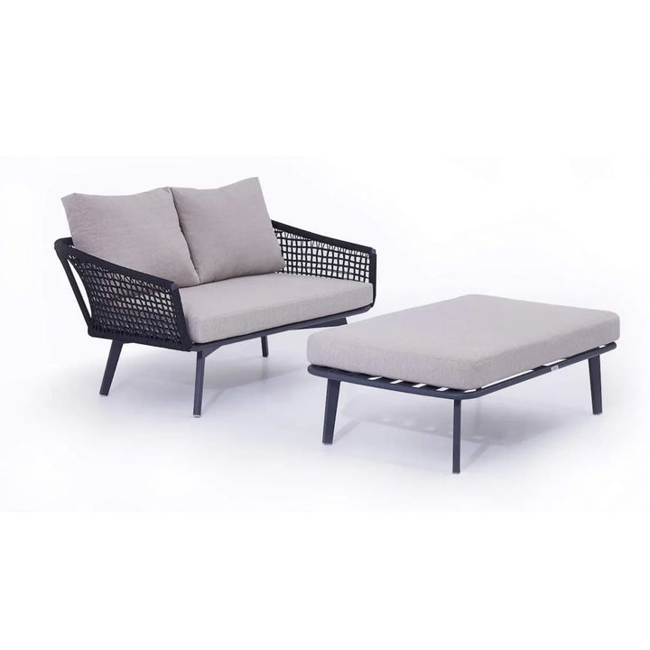 Lumi 2-Piece Outdoor Rope Loveseat Sofa With Ottoman