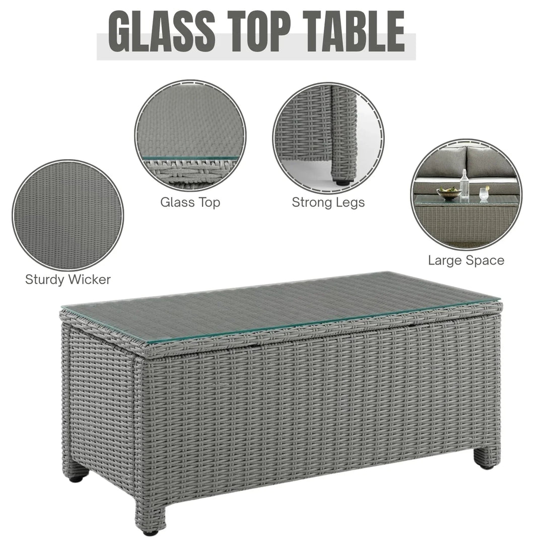 Qirat 4 Pieces Patio Furniture Set, Outdoor Sectional Sofa