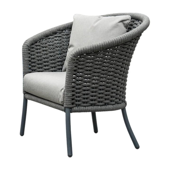 Zahra Outdoor Grey Rope 4 Piece Patio Sofa Set with Light Grey Cushions