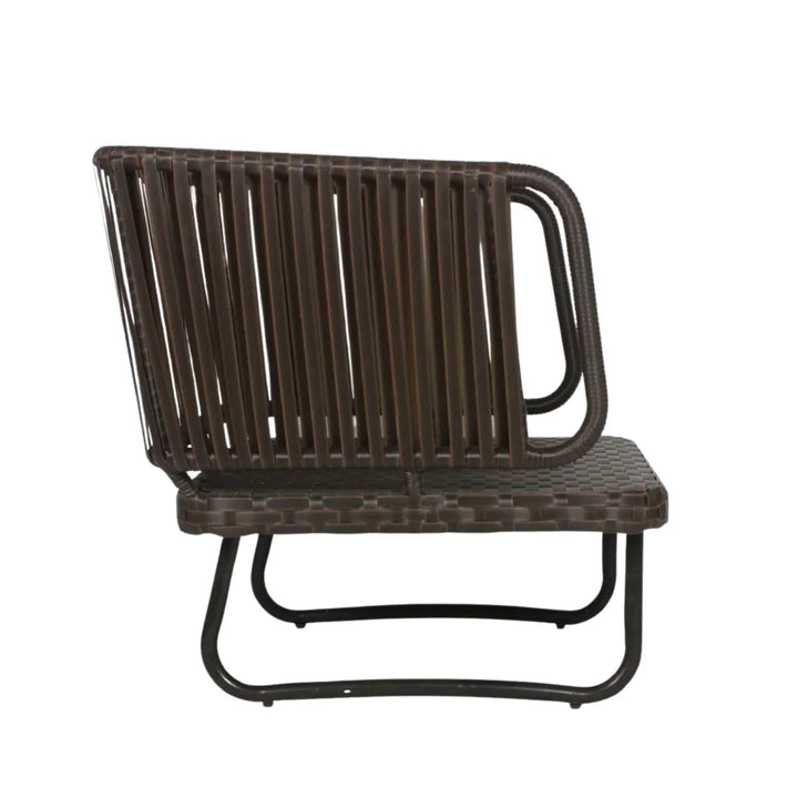 Tinsley Outdoor Rope 4-Piece Patio Sofa Set with Wicker Top Table (Brown & White)