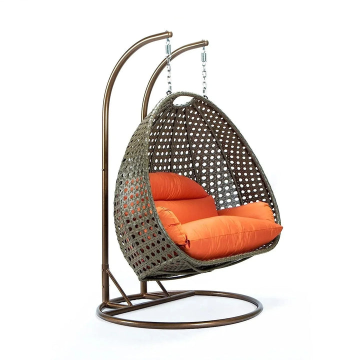 Fang Double Seater Hanging Swing Chair (Dark Brown/Orange)