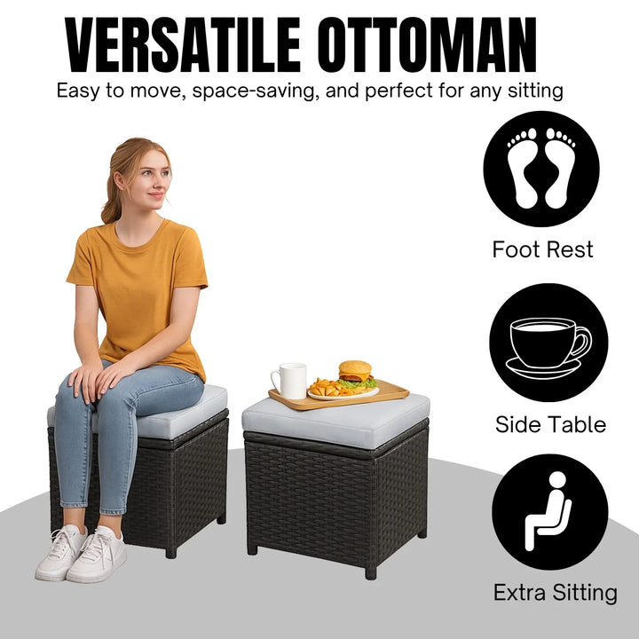 Agnieszka 5-Piece Wicker Patio Conversation Set (Black/White)