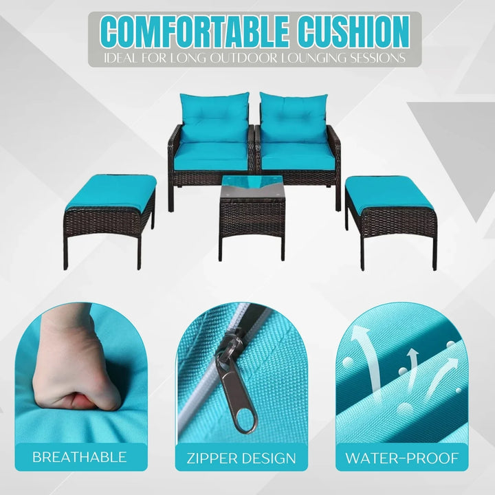 Saphira Outdoor Wicker 5-Piece Patio Sofa Set