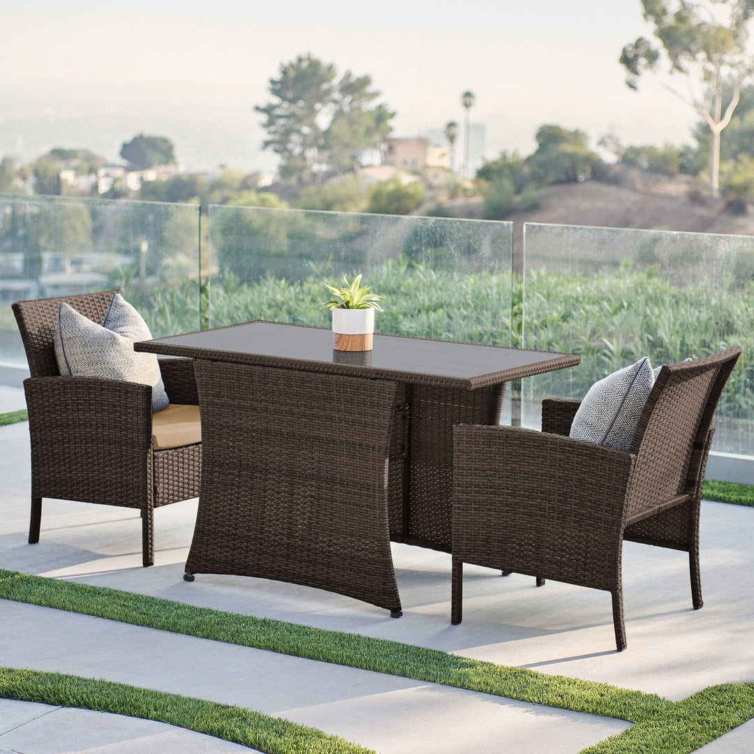 Amand Outdoor Patio Seating Set 2 Chairs and 1 Table Set (Brown)