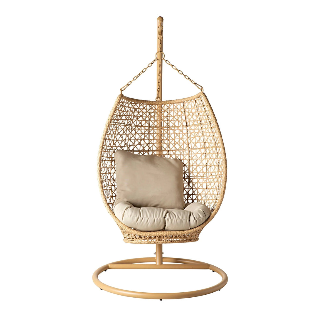 Rosie Single Seater Hanging Swing With Stand For Balcony Garden (Honey) - Swings
