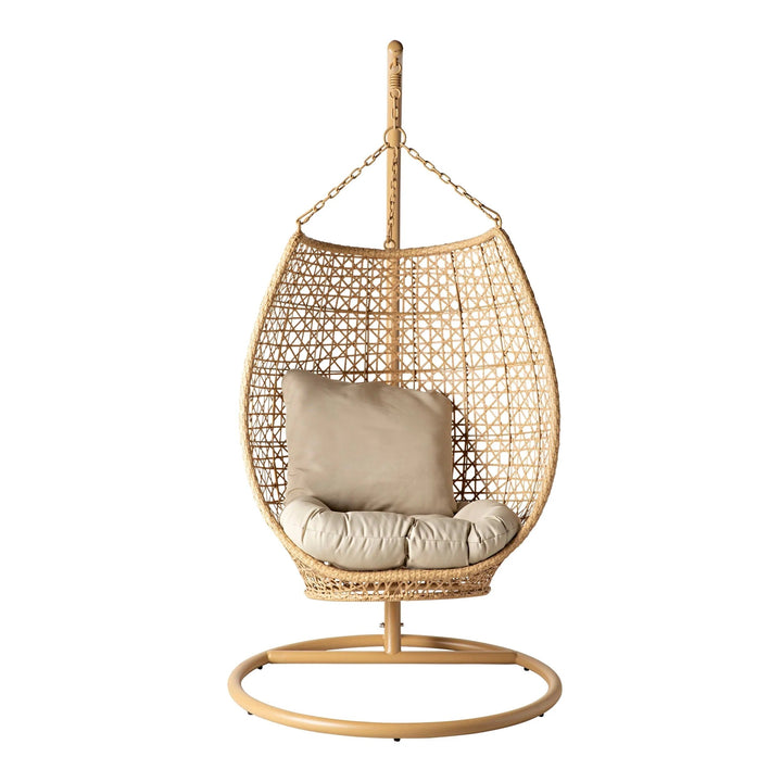 Rosie Single Seater Hanging Swing With Stand For Balcony Garden (Honey) - Swings