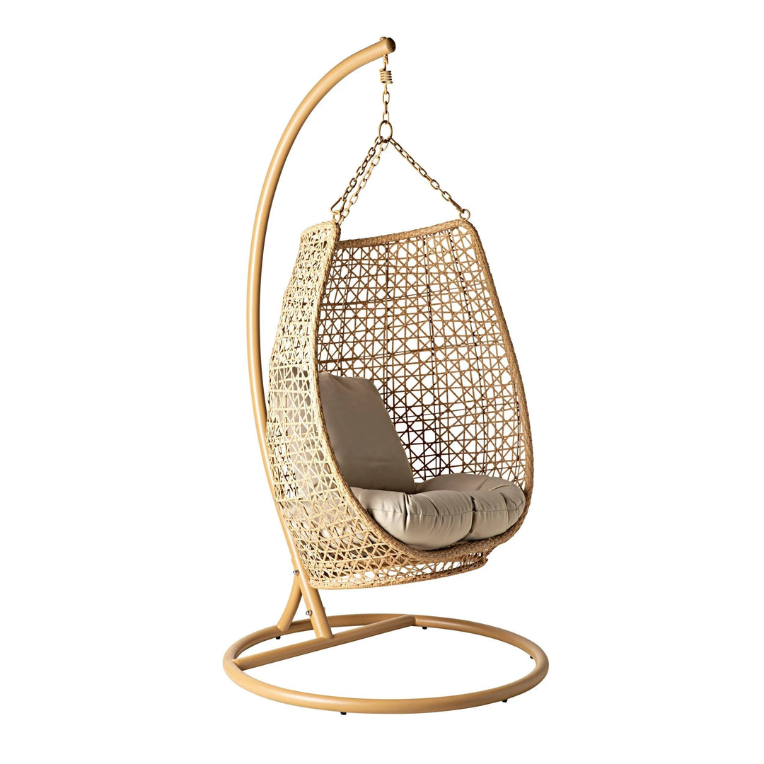 Rosie Single Seater Hanging Swing With Stand For Balcony Garden (Honey) - Swings