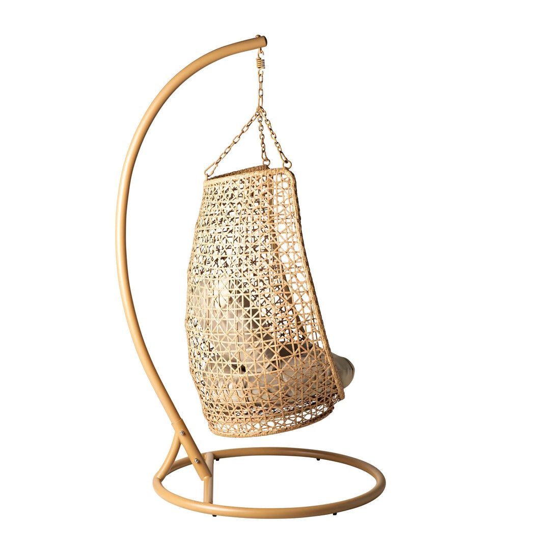 Rosie Single Seater Hanging Swing With Stand For Balcony Garden (Honey) - Swings