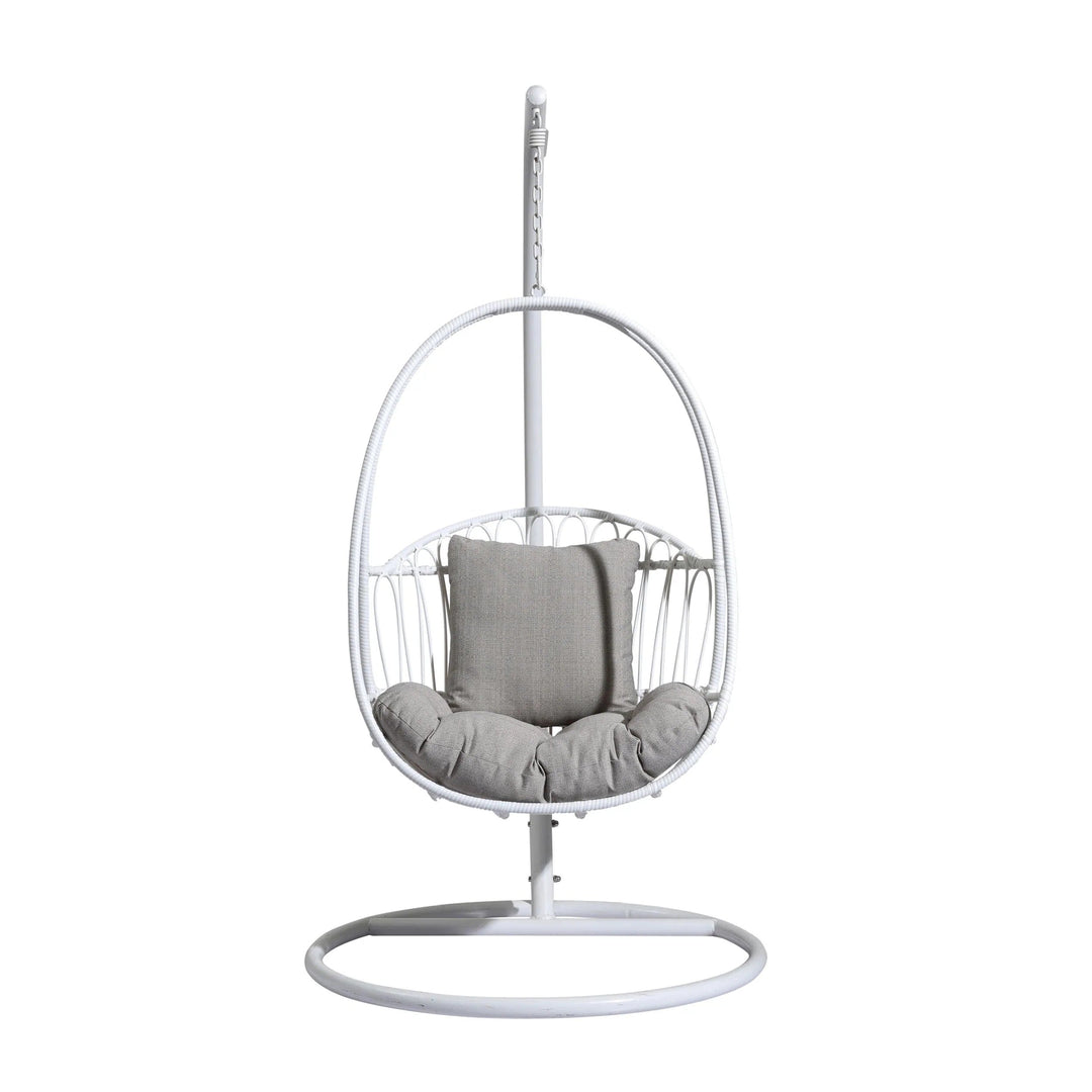 Olivia Single Seater Hanging Swing With Stand For Balcony Garden (White) Swings
