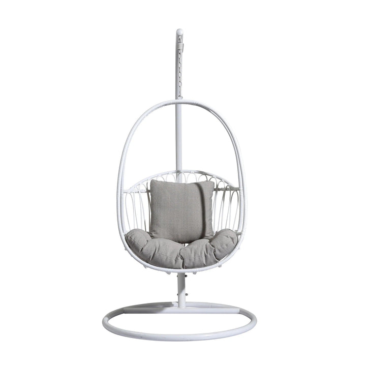 Olivia Single Seater Hanging Swing With Stand For Balcony Garden (White) Swings