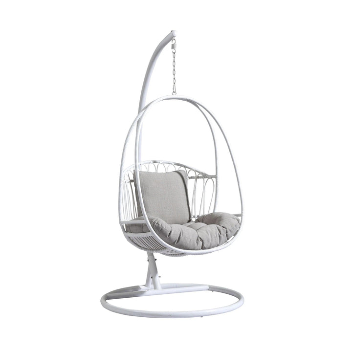Olivia Single Seater Hanging Swing With Stand For Balcony Garden (White) Swings