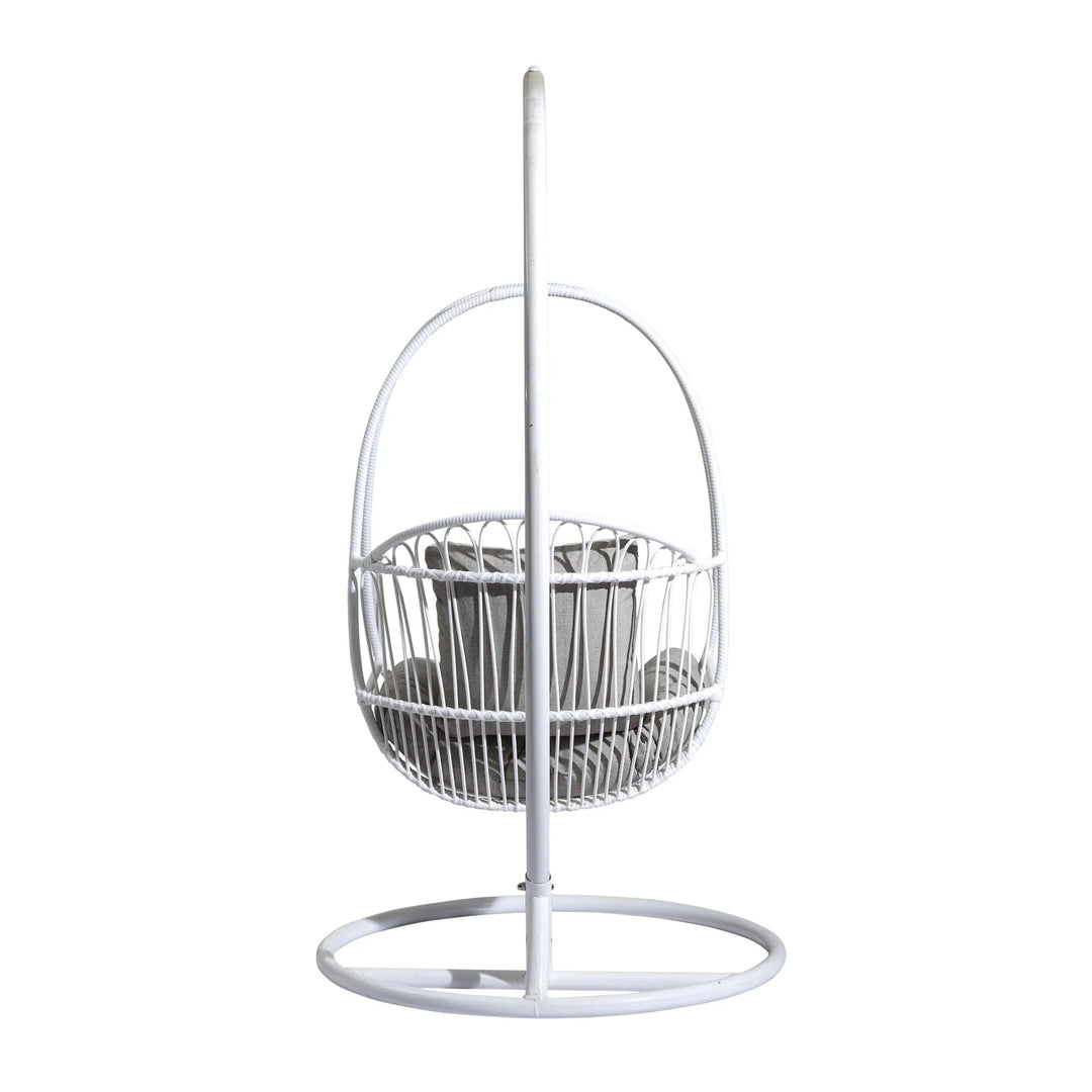 Olivia Single Seater Hanging Swing With Stand For Balcony Garden (White) Swings