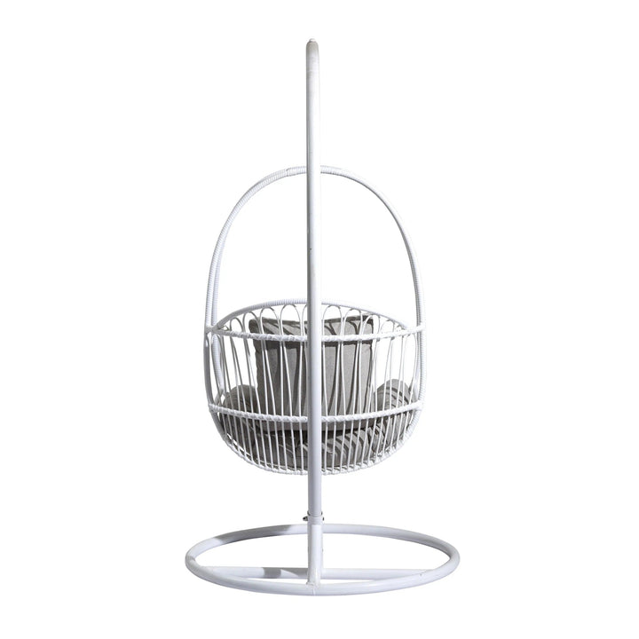 Olivia Single Seater Hanging Swing With Stand For Balcony Garden (White) Swings