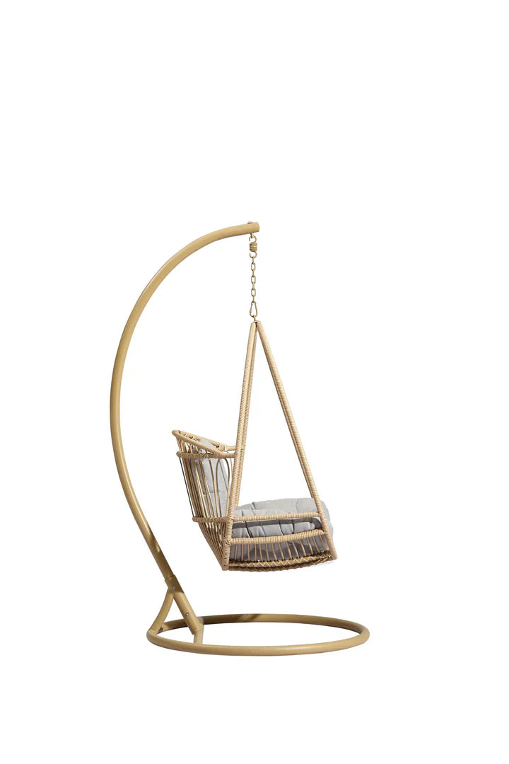 Felice Single Seater Hanging Swing With Stand For Balcony , Garden (Honey)
