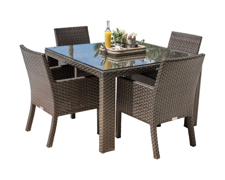 Napolitano Outdoor Patio Dining Set 4 Chairs and 1 Table (Brown)