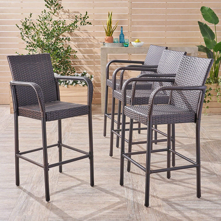 Venezia Outdoor Patio Bar Chair 4 Chairs For Balcony (Brown)