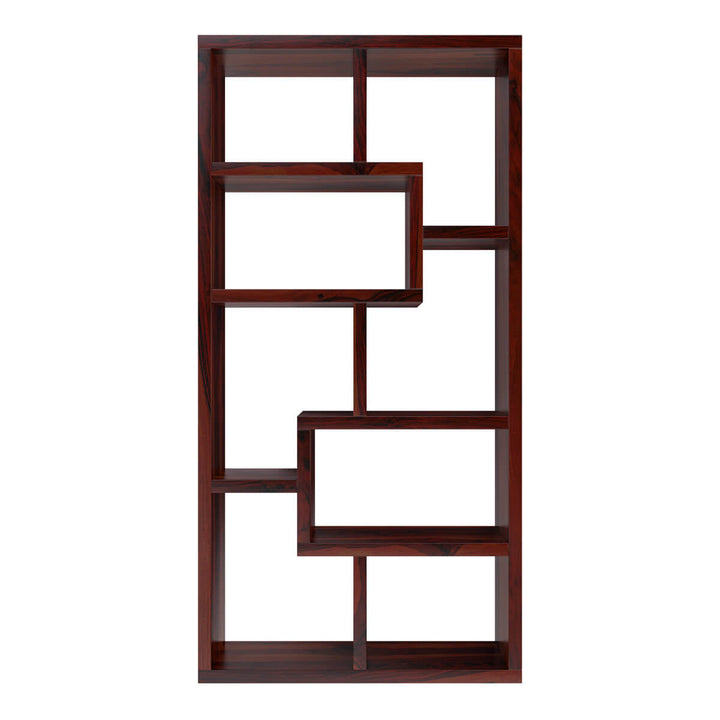 Nismaaya Adli Contemporary Open Shelf Solid Wood Geometric Bookcase