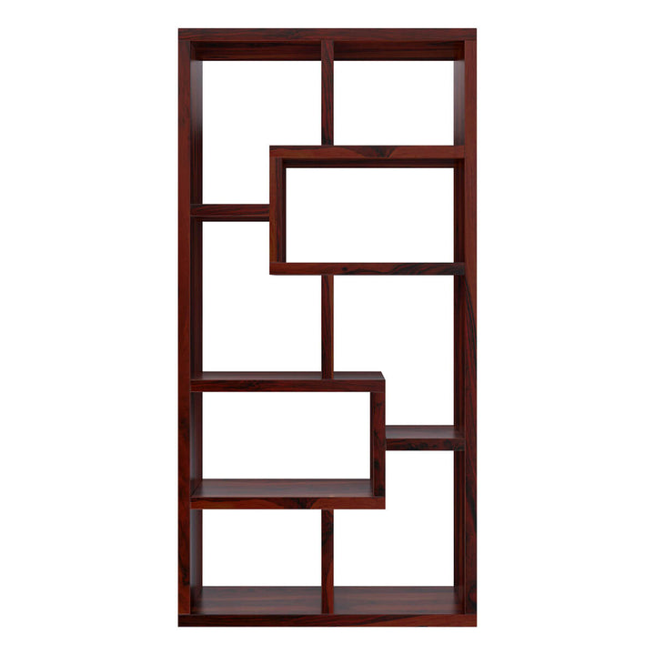 Nismaaya Adli Contemporary Open Shelf Solid Wood Geometric Bookcase