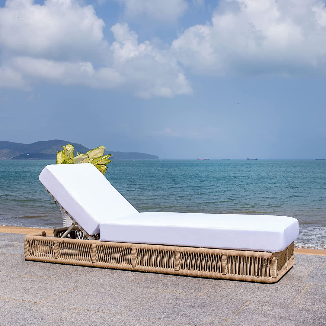 Reynard Outdoor Swimming Poolside Lounger (Tan) Braided & Rope