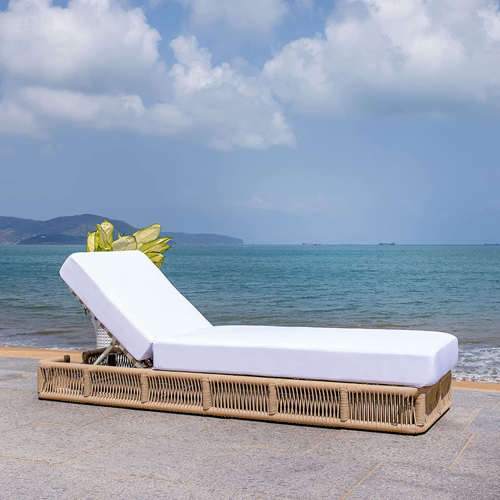 Reynard Outdoor Swimming Poolside Lounger (Tan) Braided & Rope