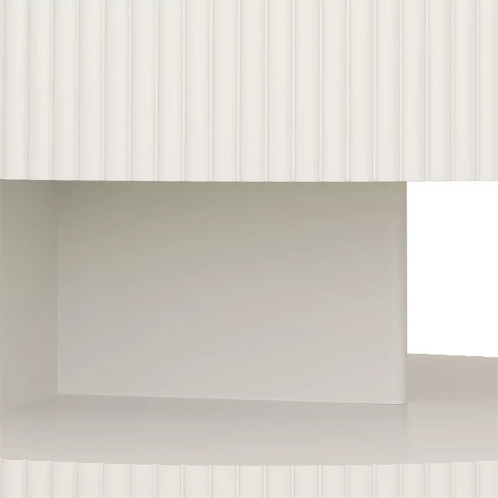 Avrora MDF White Coffee Table for Living Room | Grooving Pattern | Open Storage