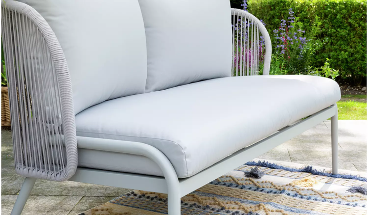 KESO Outdoor Sofa Set 2 Seater , 2 Single seater and 1 Center Table Set (Light Silver) Braided & Rope