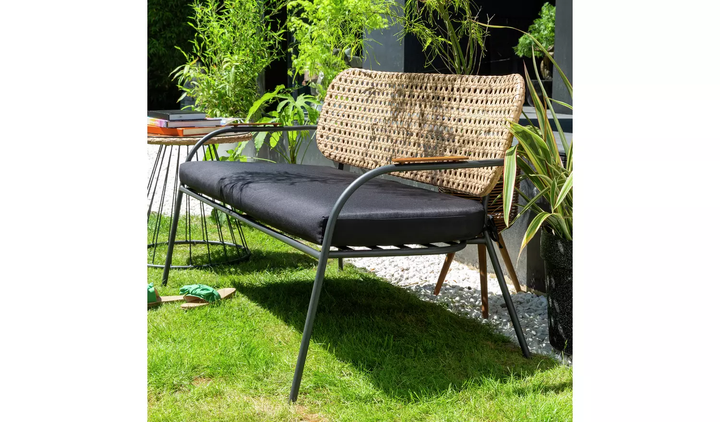 Meta Outdoor Garden Balcony Sofa Set 2 Seater , 2 Single seater , 1 side table and 1 Center Table  Set (Honey + Grey)