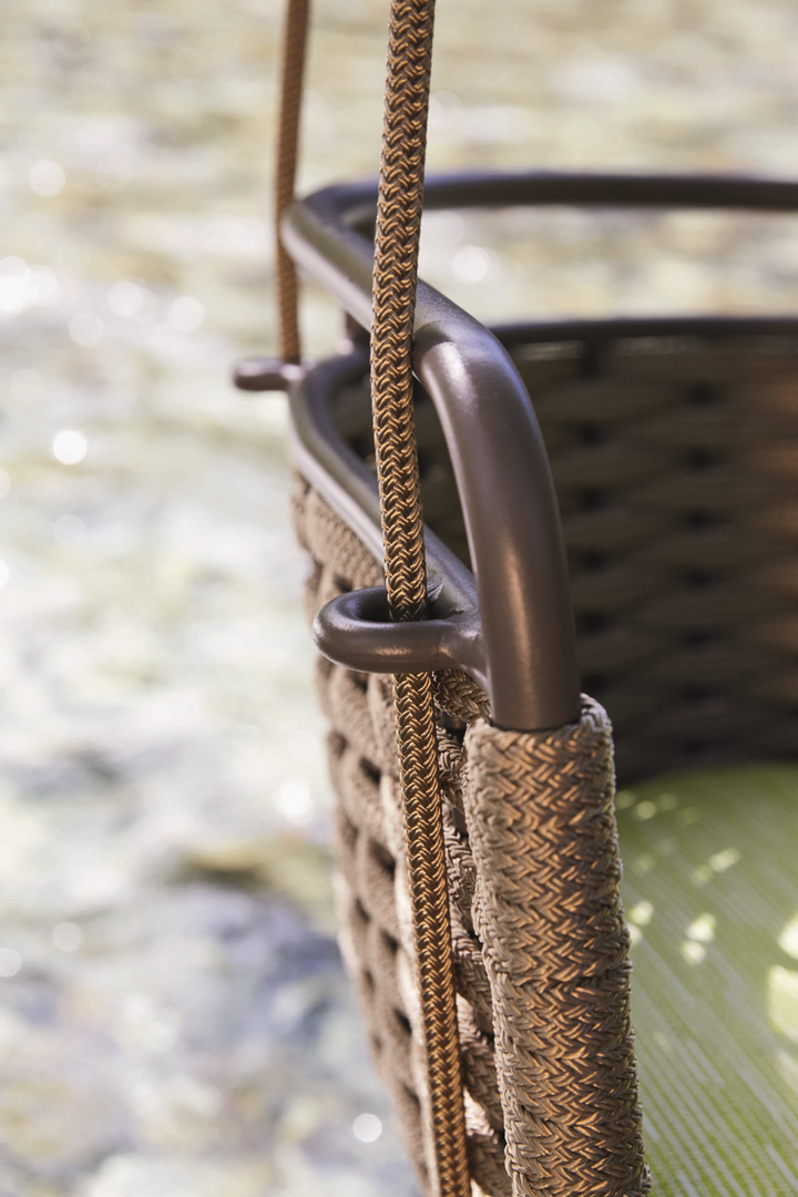 Greco Single Seater Hanging Swing Without Stand For Balcony , Garden Swing (Brown) Braided & Rope