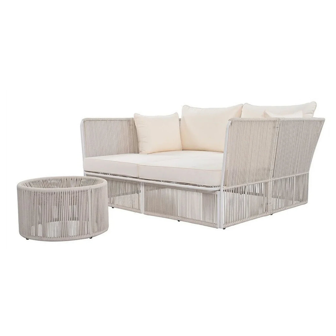 Njeri Outdoor Rope 2 Seater Patio Daybed With Side Table