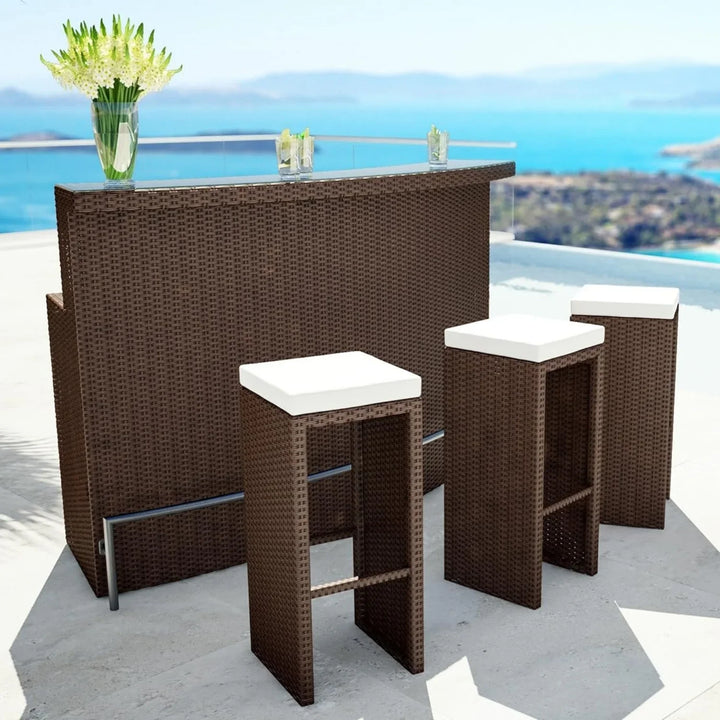 Maren 3-Seater Outdoor Rattan Wicker Bar Set