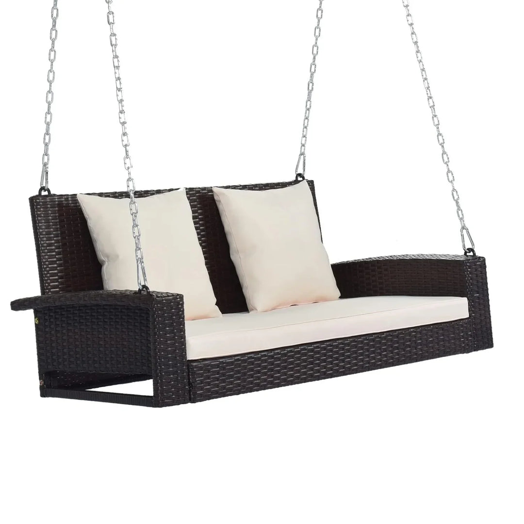 Yumiko Dark Brown Rattan Wicker Two Seater Sofa Swing