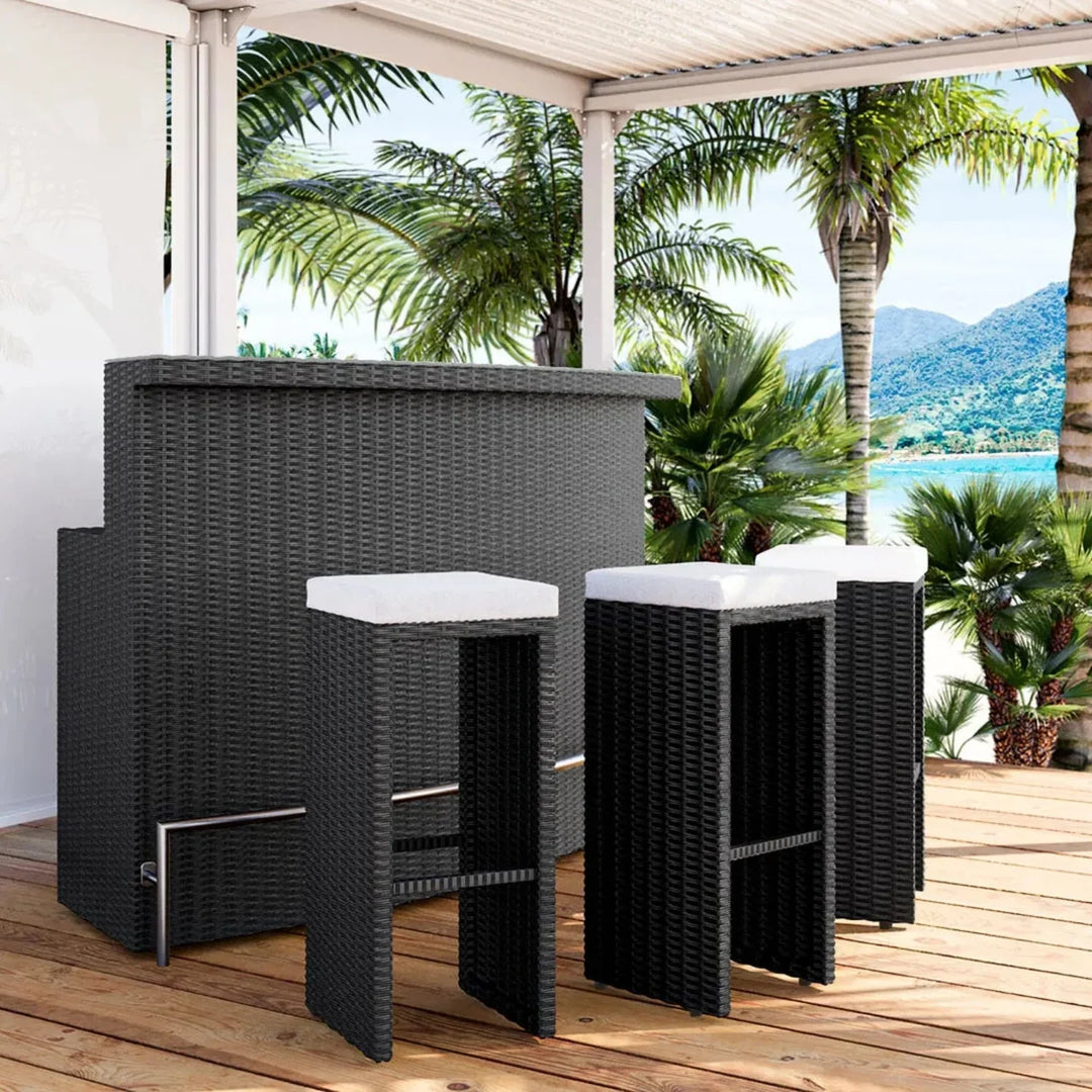 Saira 3-Seater Outdoor Rattan Wicker Bar Set