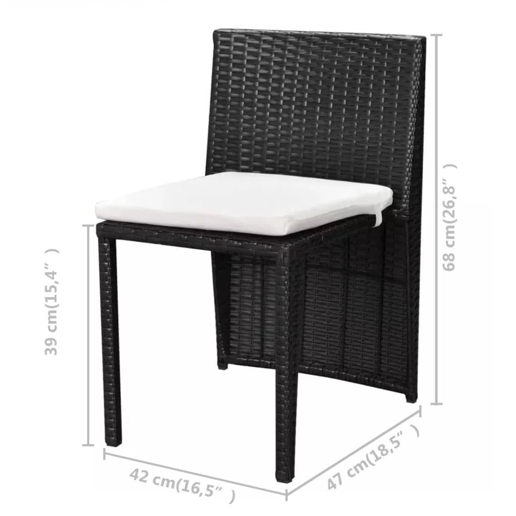 Wisp Outdoor Patio Seating Set 2 Chairs and 1 Table Set (Black)