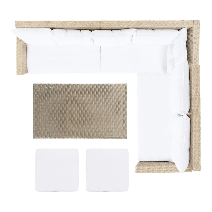 Tereza 5-Piece Wicker Patio Conversation Set (Beige/White)