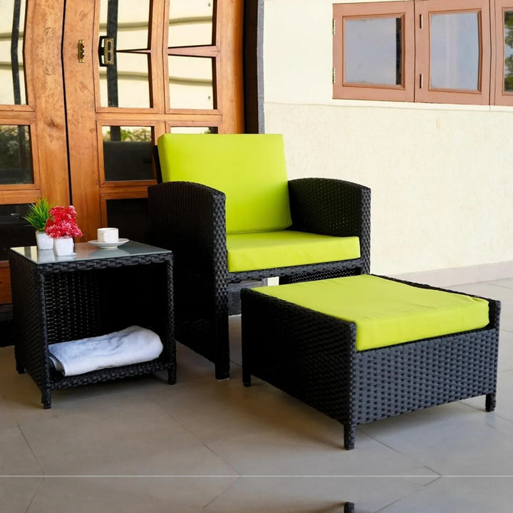 Chandni Outdoor 5 Piece Patio Wicker All Weather Sectional Furniture Set