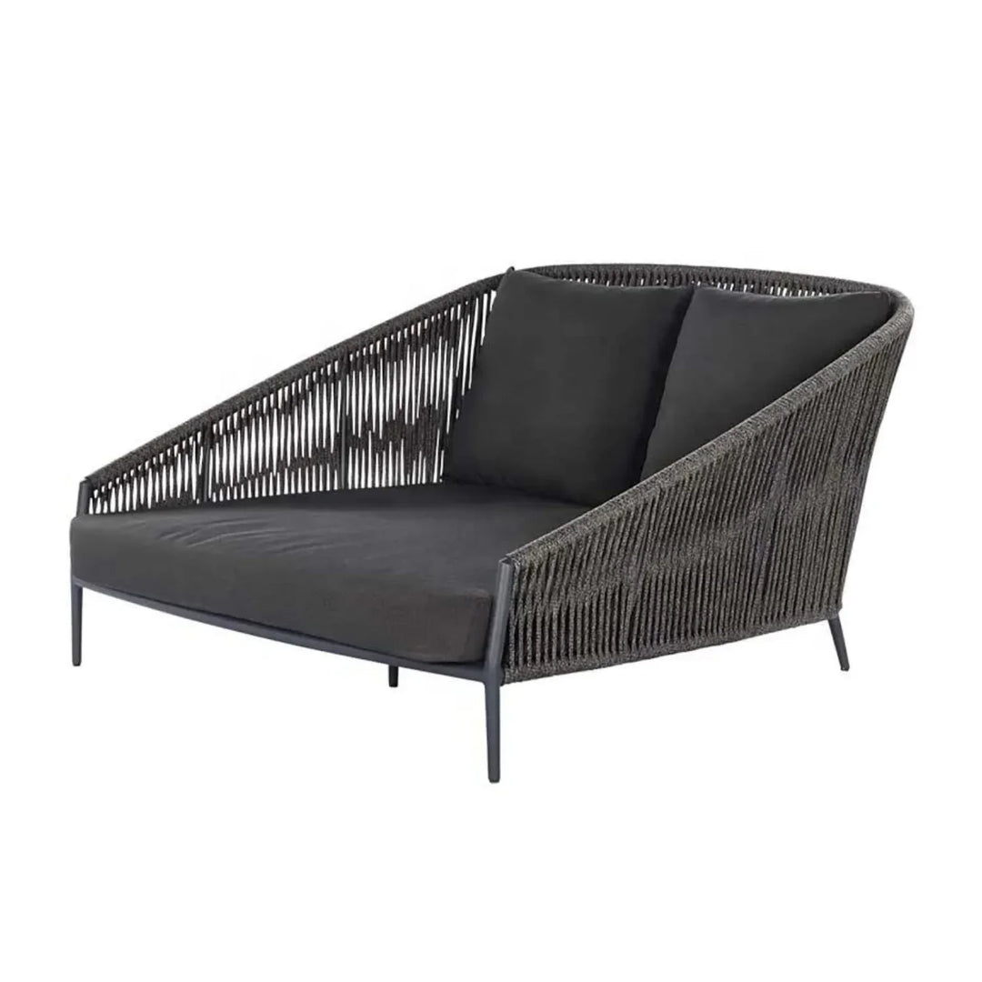 Delphine Outdoor Grey Rope Patio Daybed with Comfortable Dark Grey Cushion