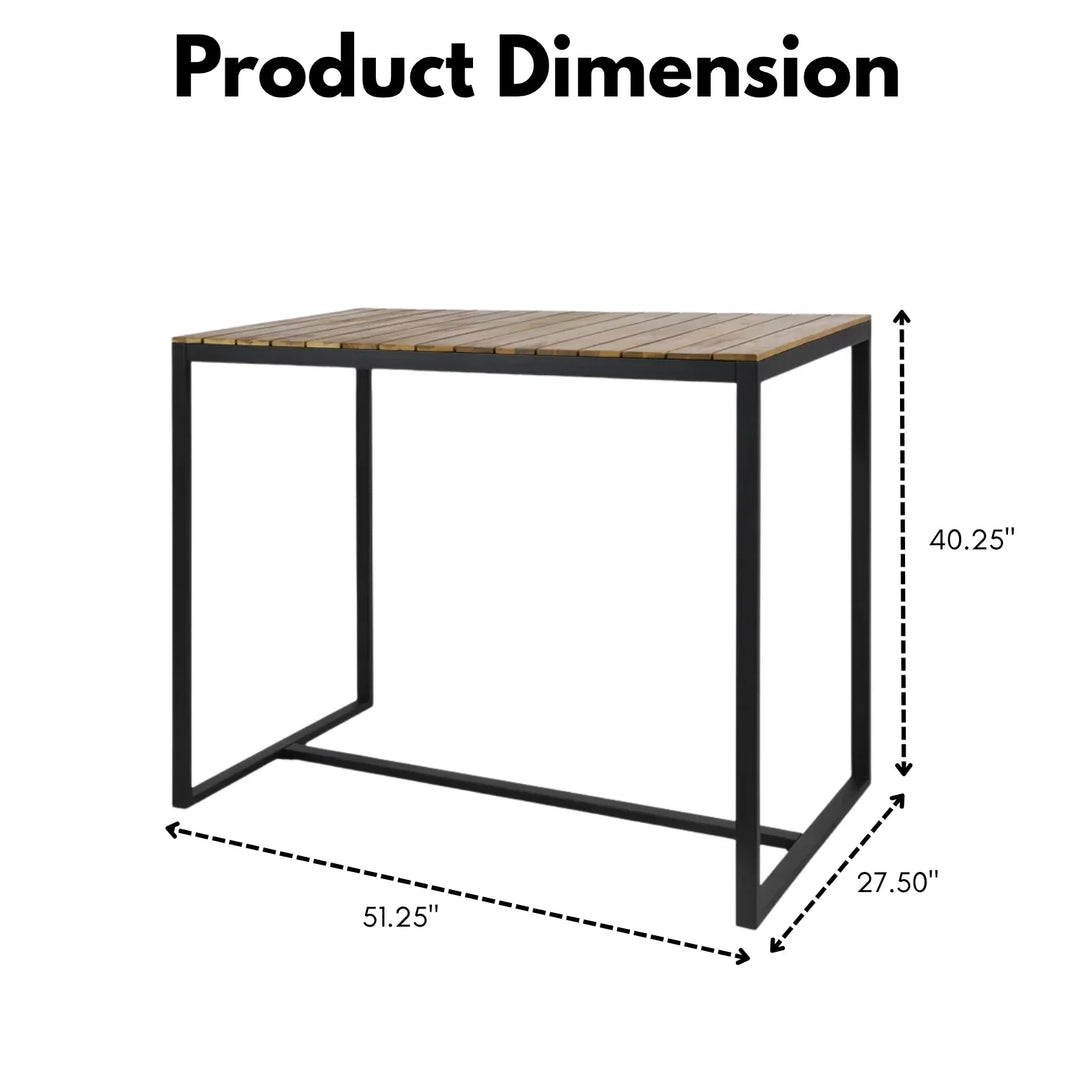 Lubna Outdoor Bar Table With Wooden Top