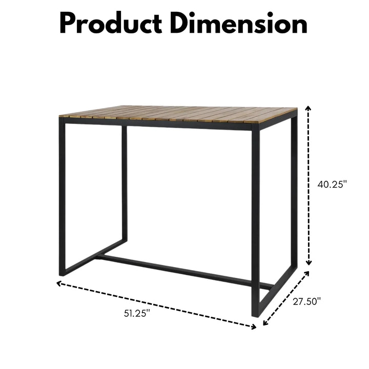 Lubna Outdoor Bar Table With Wooden Top