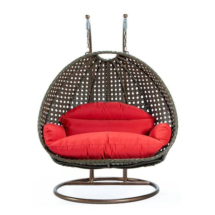Fen Double Seater Hanging Swing Chair (Dark Brown/Red)