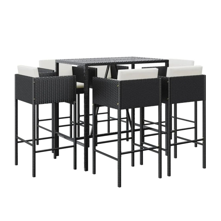 Lupe 7-Piece Outdoor Rattan Wicker Bar Set with Glass Top Table