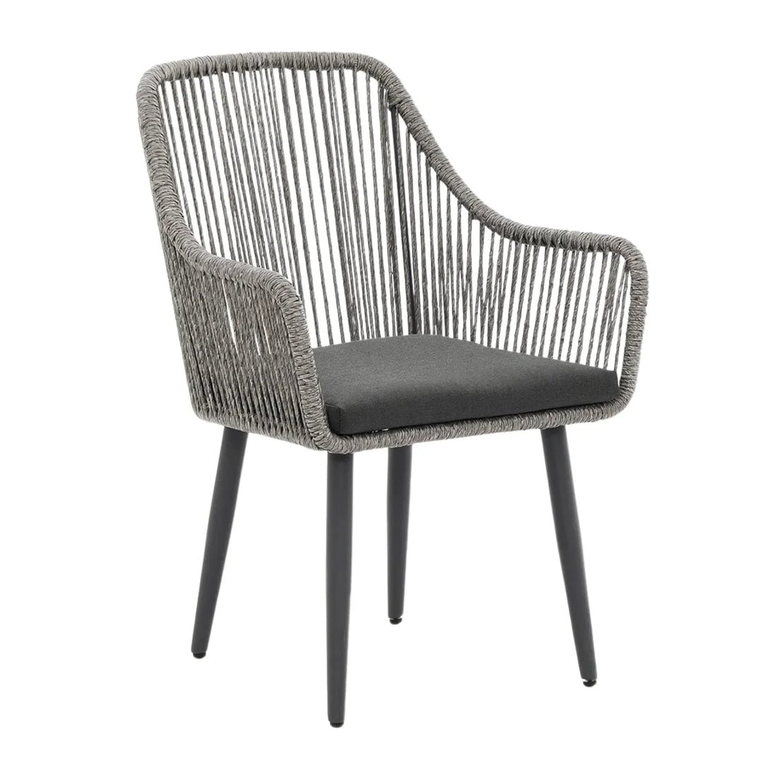 Lopa 7-Piece Outdoor Patio Dining Set with Rope Chairs & Glass Top Table