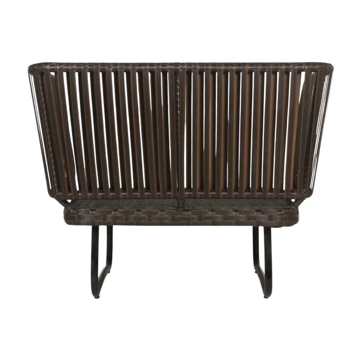 Tinsley Outdoor Rope 4-Piece Patio Sofa Set with Wicker Top Table (Brown & White)