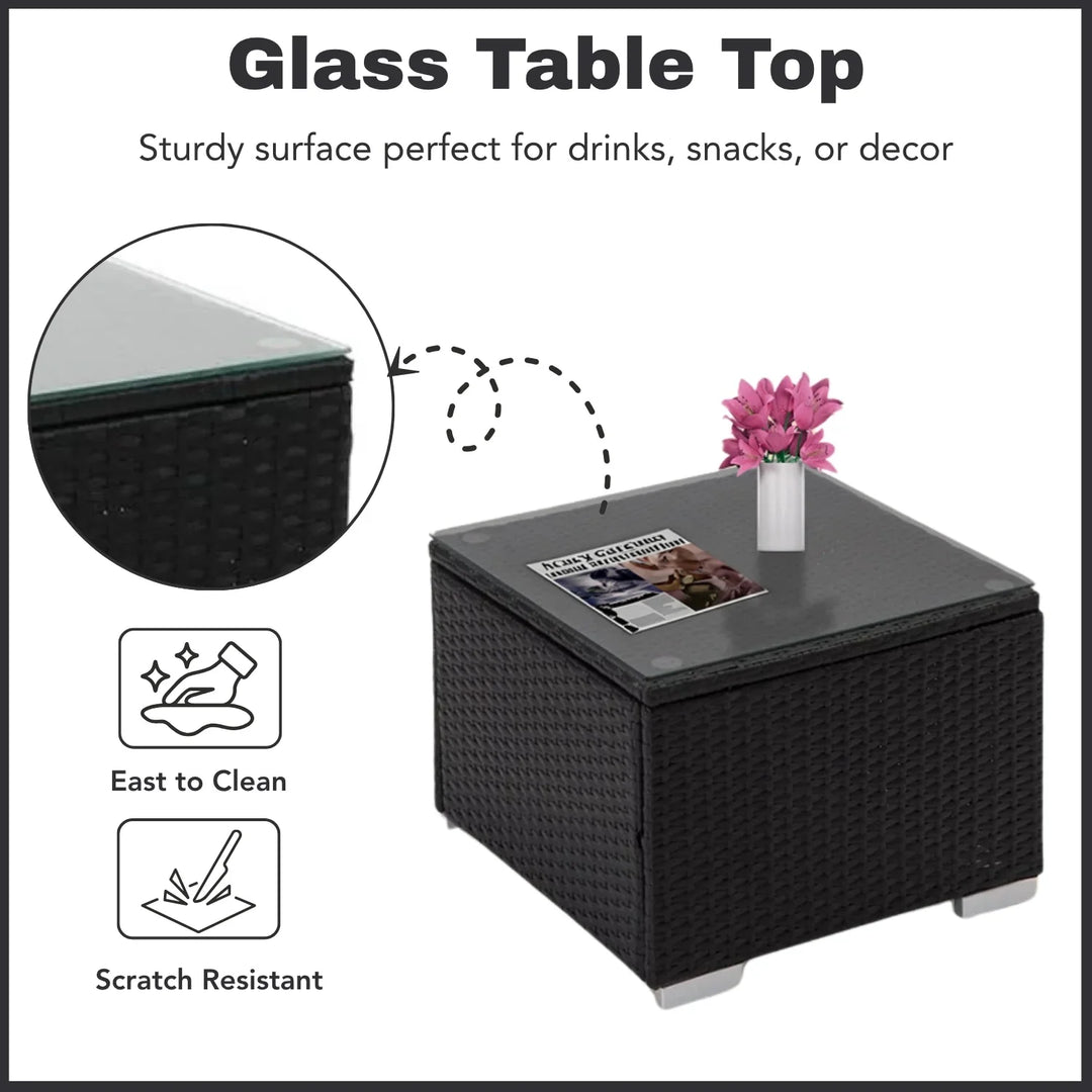 Ambria Outdoor Wicker Lounge Chairs Set of 2 With Side Table