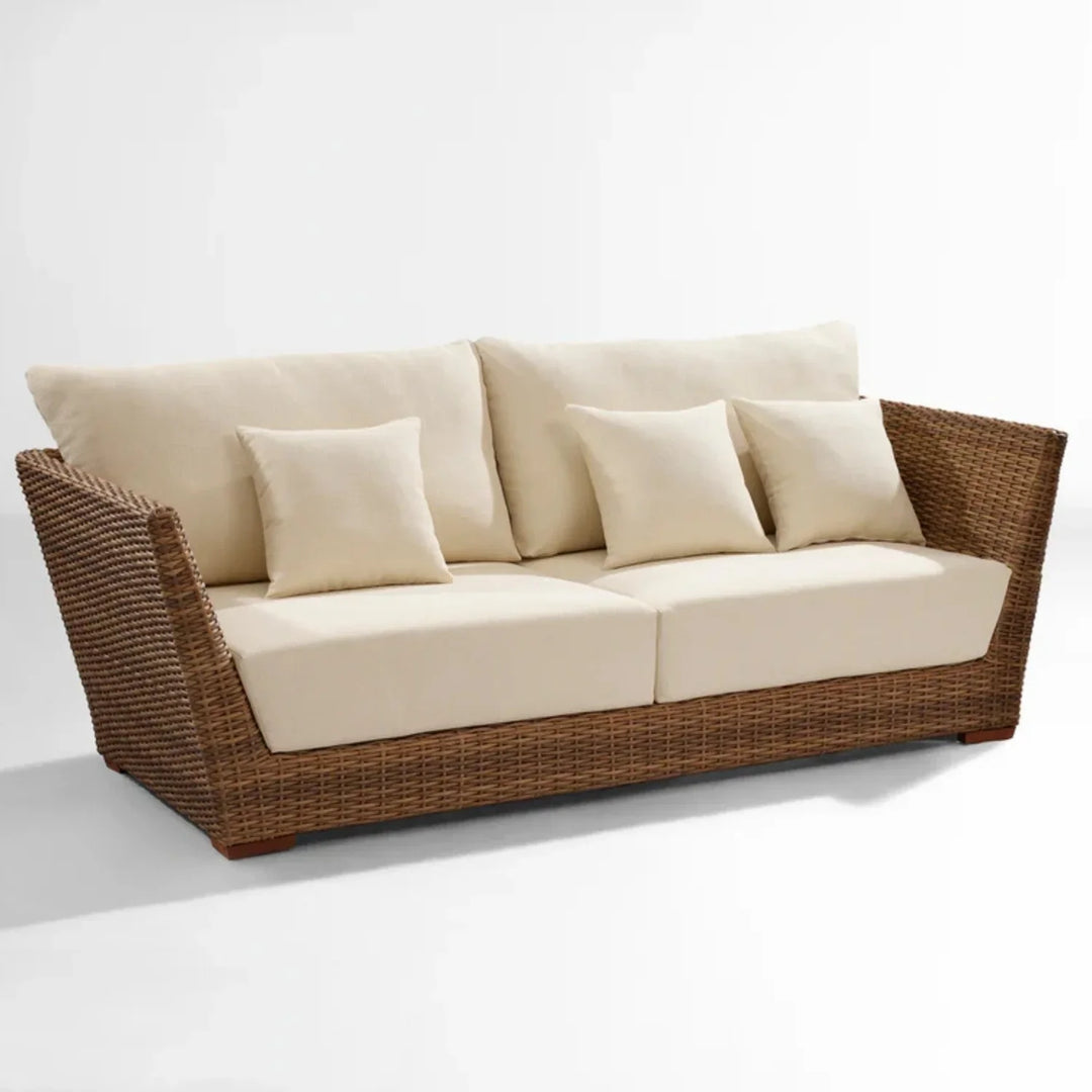 Patricia 5-Piece Outdoor Wicker Sofa Set With 2-Tier Glass Top Tables