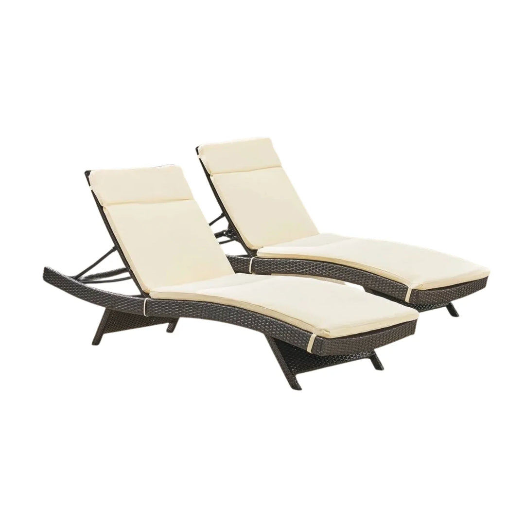 Rong All-Weather Rattan Wicker Outdoor Chaise Lounge Chair Set of 2