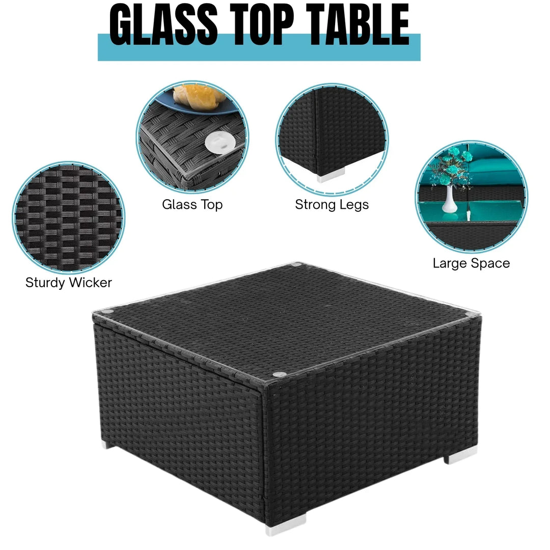 Vesna 6-Piece Outdoor Conversation Set (Black/Sky-Blue)