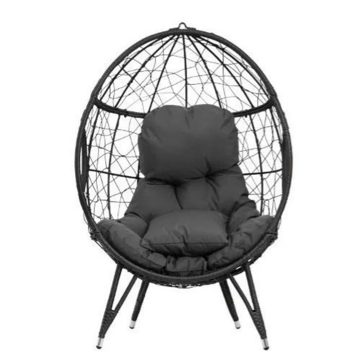 Zahida Outdoor All-Weather Wicker Egg Chair (Grey)