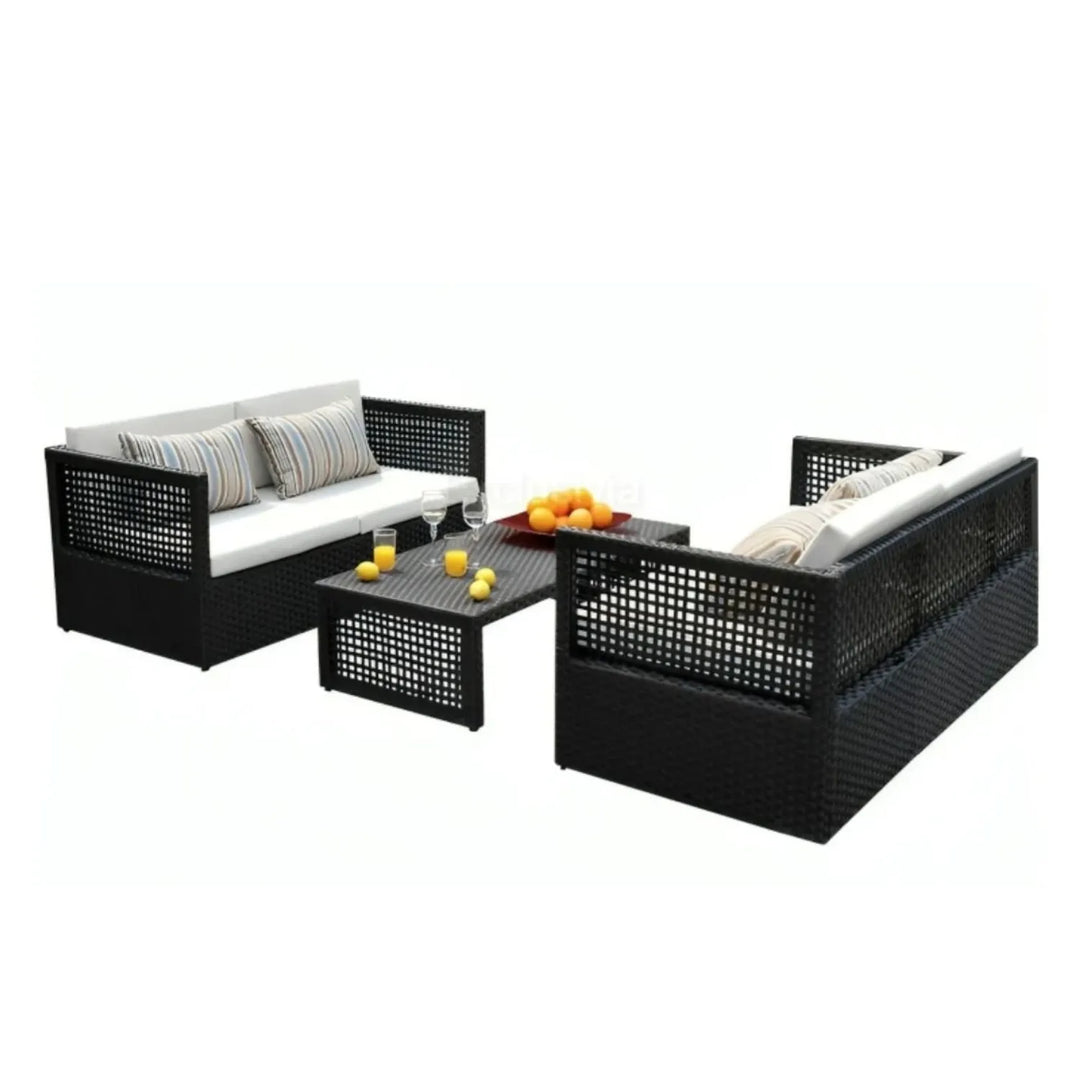 Hannelore Outdoor Rattan Wicker 4-Seater Sofa Set